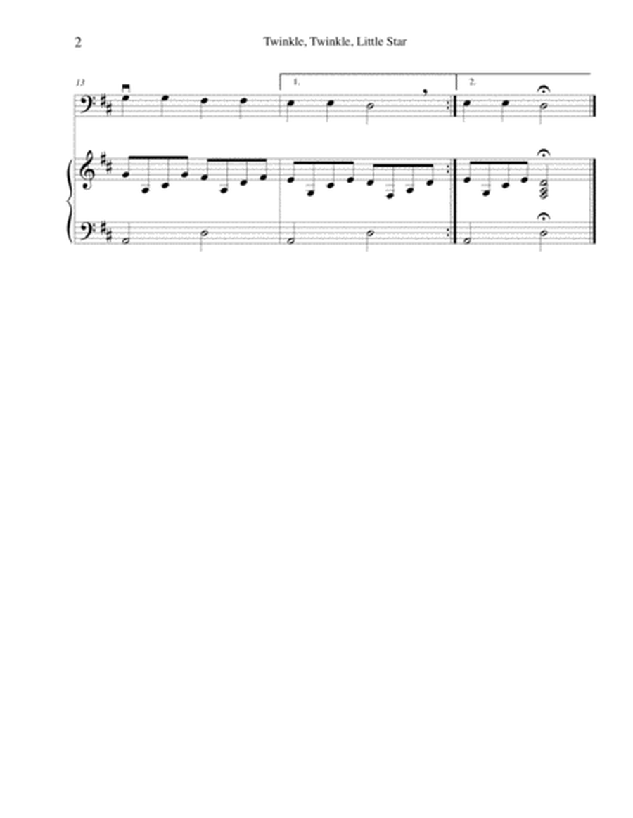 Twinkle, Twinkle, Little Star - for beginning string bass with optional piano accompaniment image number null