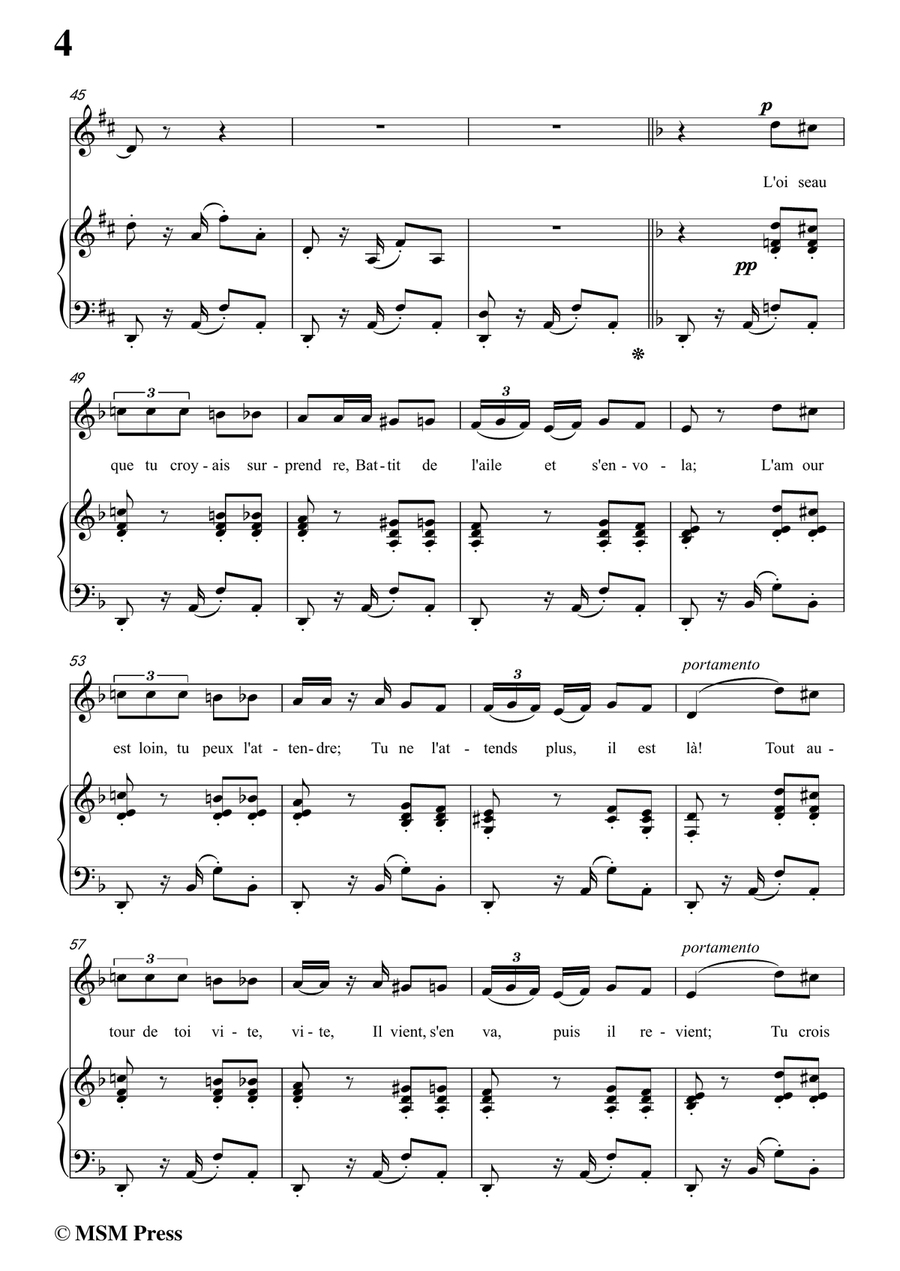 Bizet-L'amour est un oiseau rebelle(Habanera),from 'Carmen',in d minor,for Voice and Piano Piano, Vocal scores gallery preview page 6