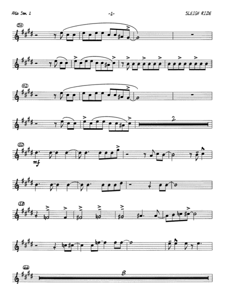 Sleigh Ride: 2nd E-flat Alto Saxophone