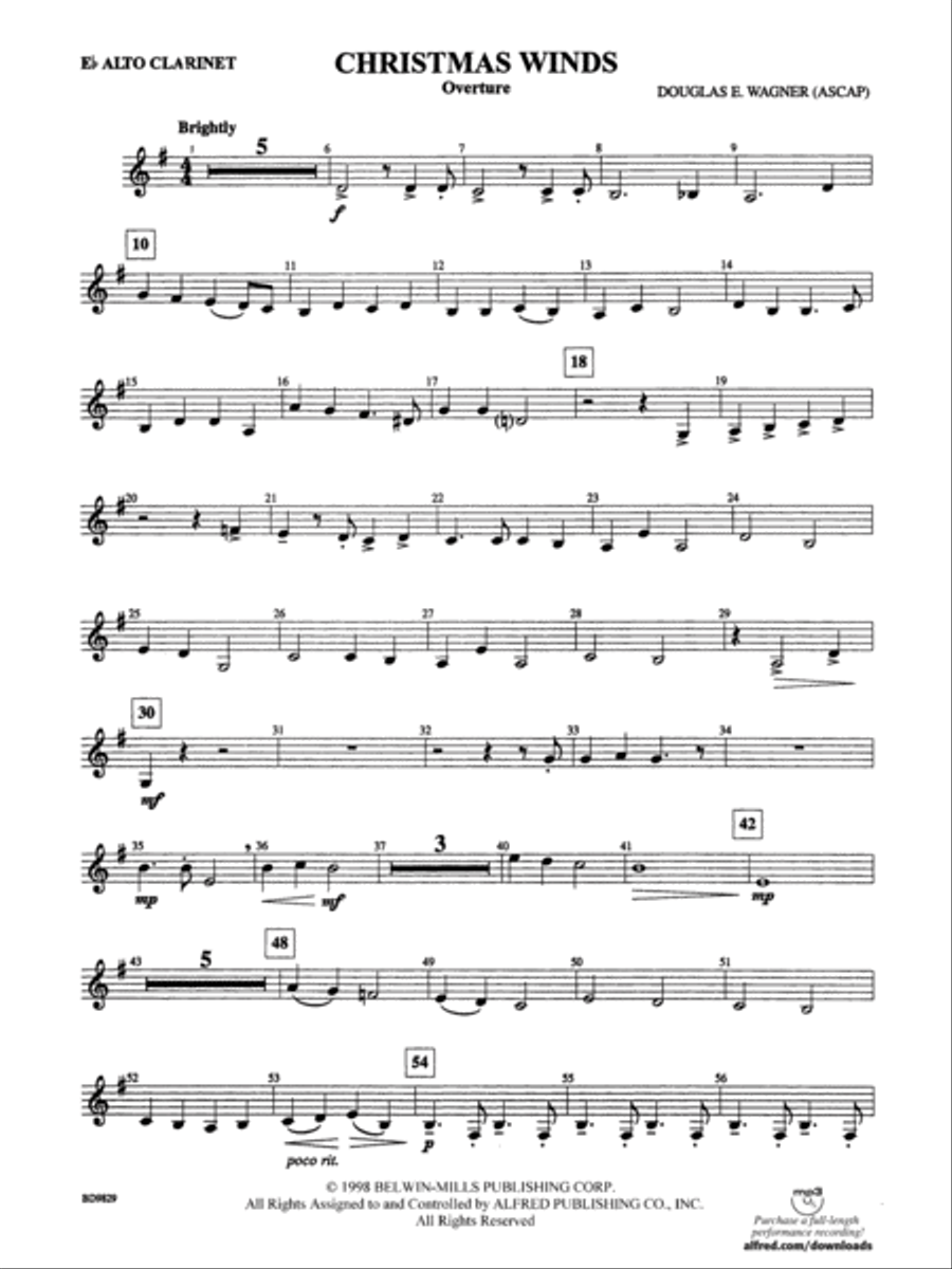 Christmas Winds (Overture): E-flat Alto Clarinet Concert Band scores gallery preview page 1