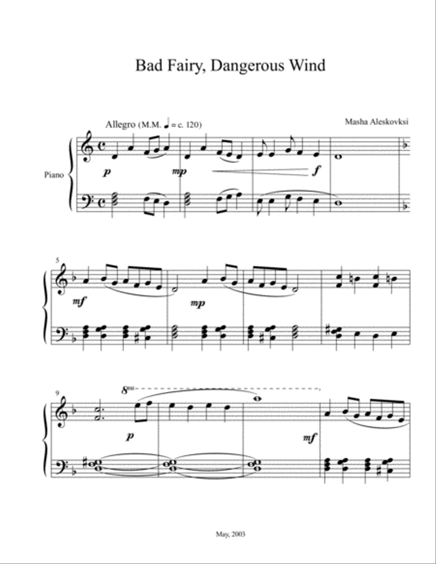 Bad Fairy Dangerous Wind Piano Solo scores gallery preview page 1