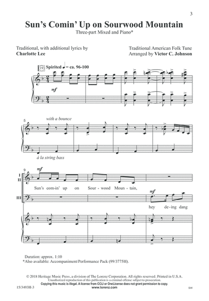 Sun's Comin' Up on Sourwood Mountain by Victor C Johnson 3-Part - Digital Sheet Music