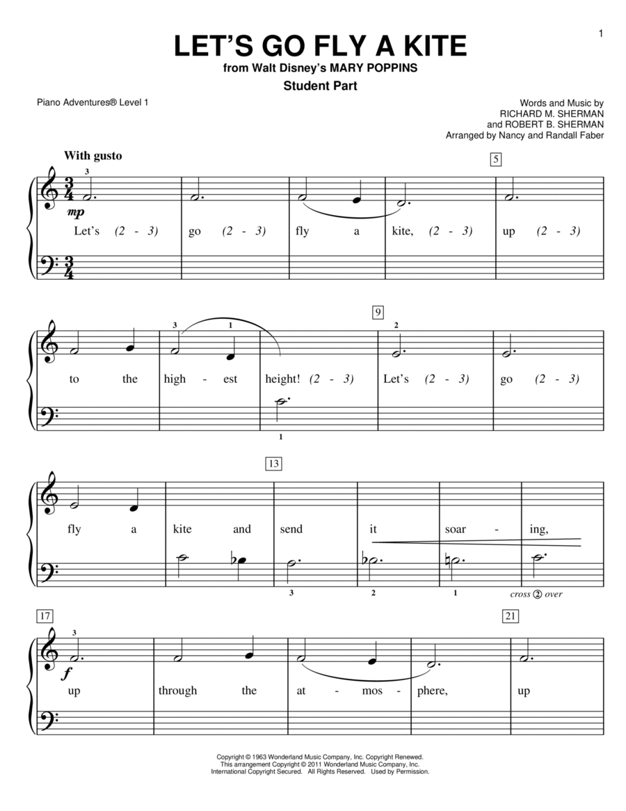 Let's Go Fly A Kite (from Mary Poppins) Piano Method scores gallery preview page 1
