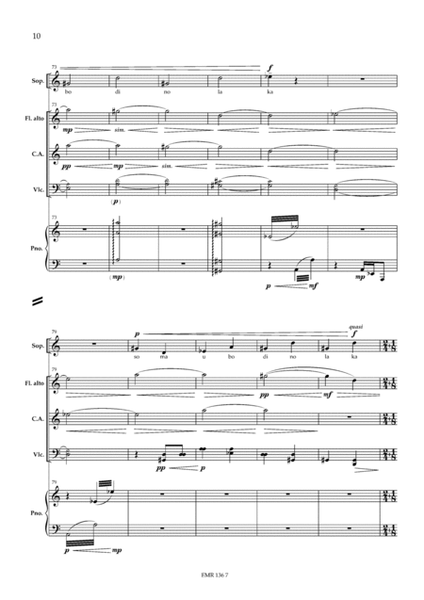 Laps pour soprano, flute alto, cor anglais, violoncelle et piano