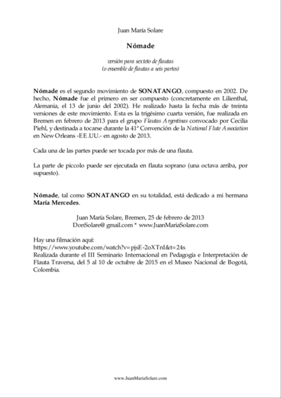 Nómade [flute choir - 6 parts] Flute Choir scores gallery preview page 2