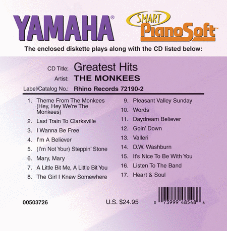 The Monkees - Greatest Hits - Piano Software