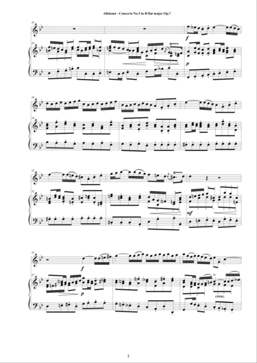 Albinoni - Oboe Concerto No.3 in B flat major Op.7 for Oboe and Piano Piano scores gallery preview page 3