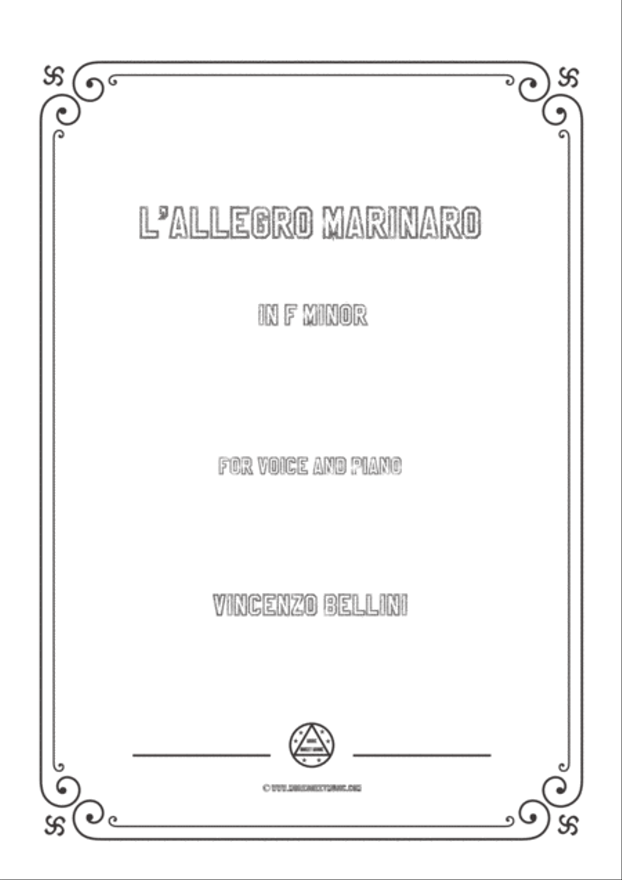 Bellini-L'allegro marinaro in f minor,for voice and piano Voice Solo scores gallery preview page 1