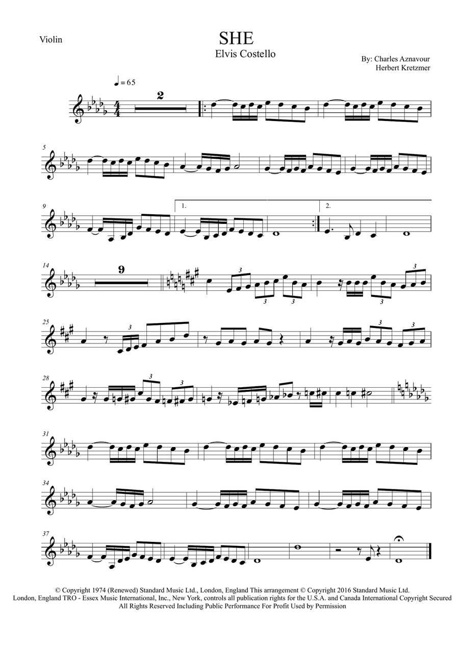 She Violin Solo scores gallery preview page 1