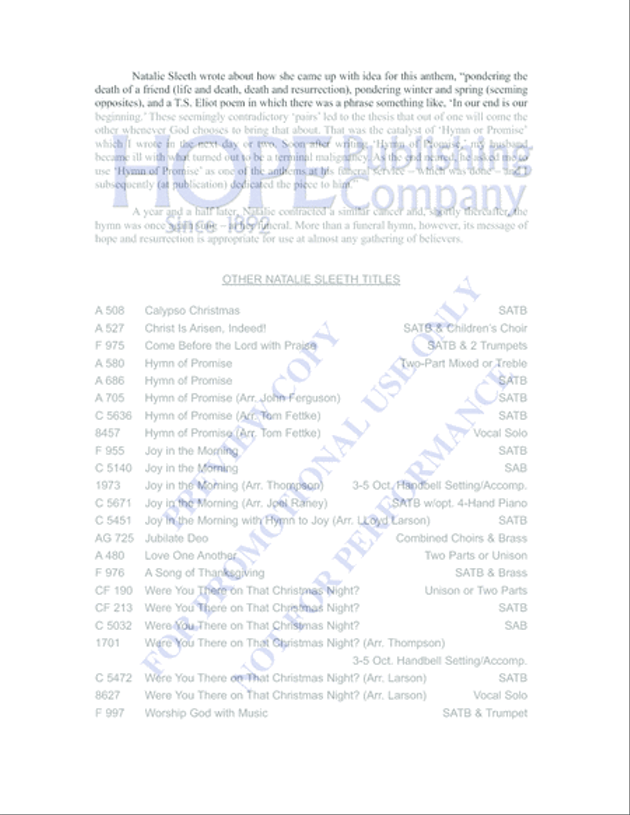 Hymn of Promise Hymn of Promise Medium Voice scores gallery preview page 7