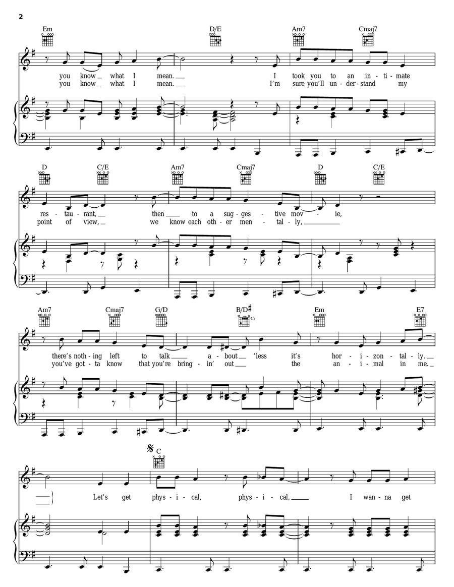 Physical Physical Piano, Vocal, Guitar scores gallery preview page 2