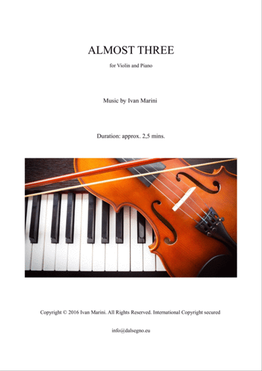 ALMOST THREE - for Violin and Piano Violin Solo scores gallery preview page 1