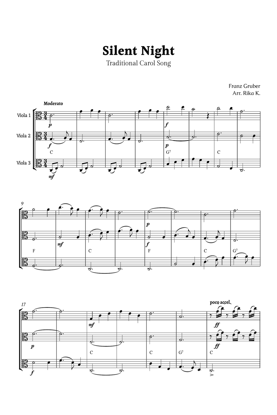 Silent Night for Viola Trio String Trio scores gallery preview page 1