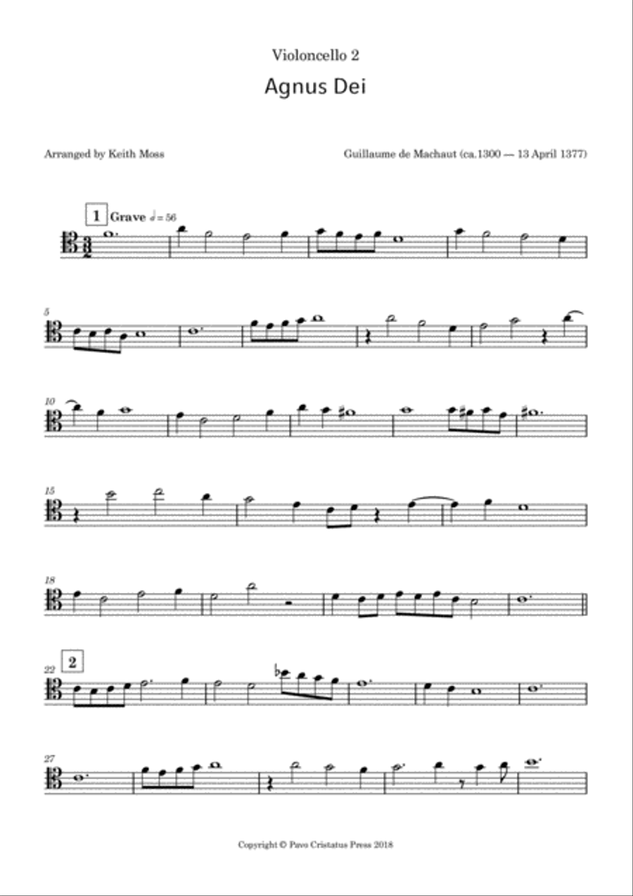 Agnus Dei - from La Messe de Nostre Dame String Quartet scores gallery preview page 5