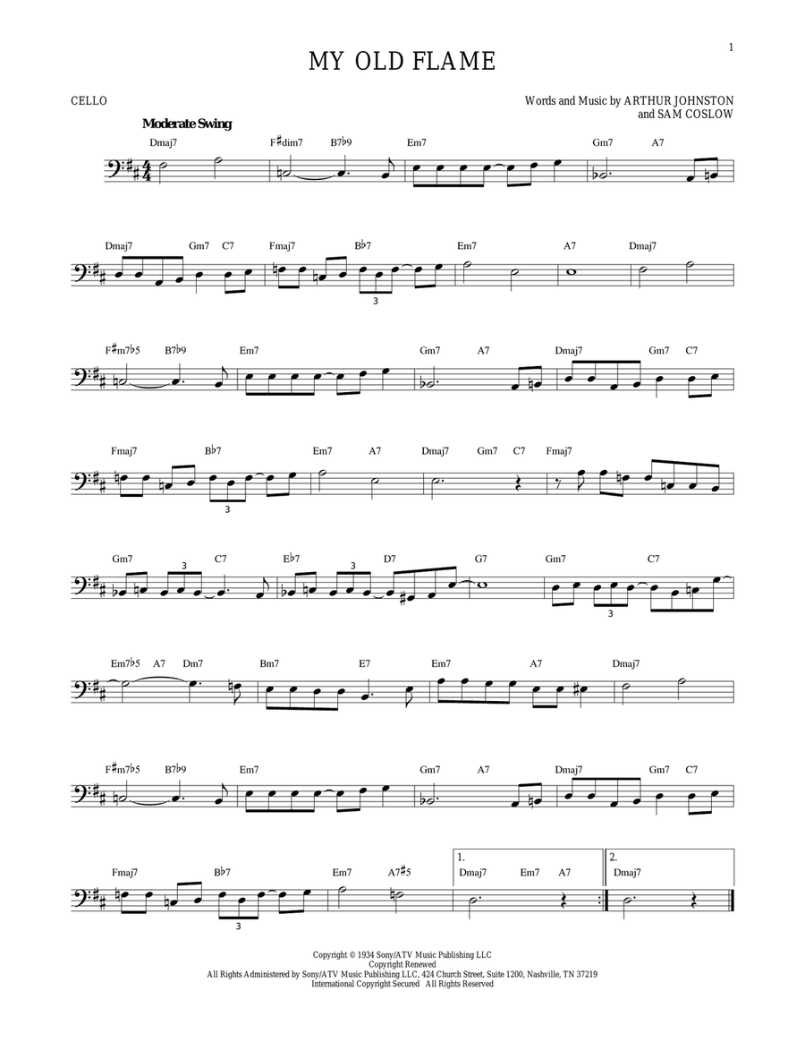 My Old Flame My Old Flame Cello Solo scores gallery preview page 1