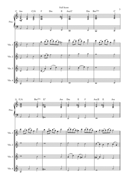 Rondeau (from Abdelazer) for Violin Quartet and Piano Accompaniment with Chords image number null