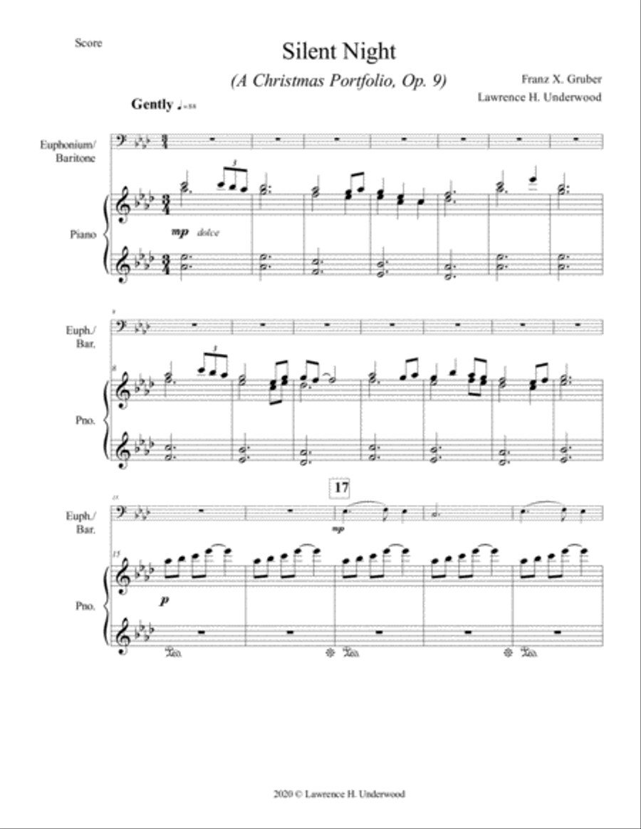 Silent Night for Euphonium or Baritone Baritone Horn scores gallery preview page 2