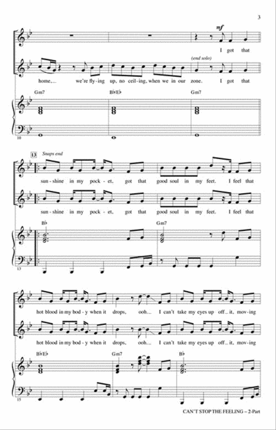 Can't Stop the Feeling 2-Part scores gallery preview page 3