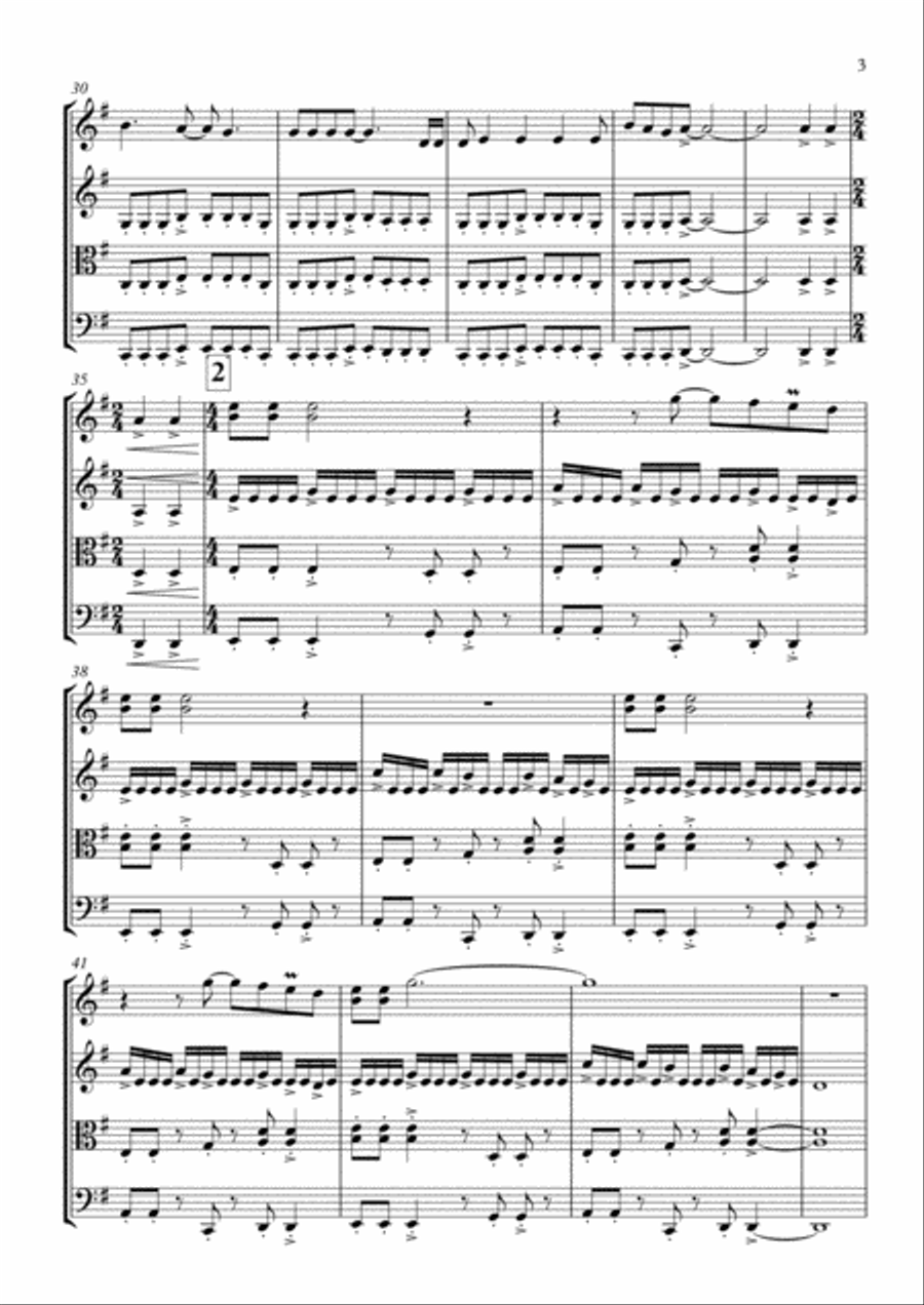 Rock You Like A Hurricane String Quartet scores gallery preview page 4