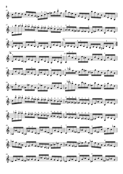 Paganini - Caprice in A Minor - Op. 1, No. 5 - For Violin Solo Original With Fingered image number null