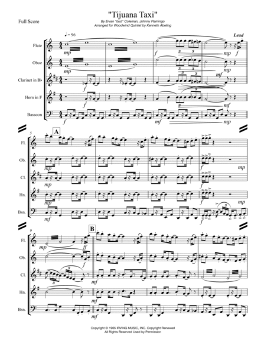 Tijuana Taxi Woodwind Quintet scores gallery preview page 2
