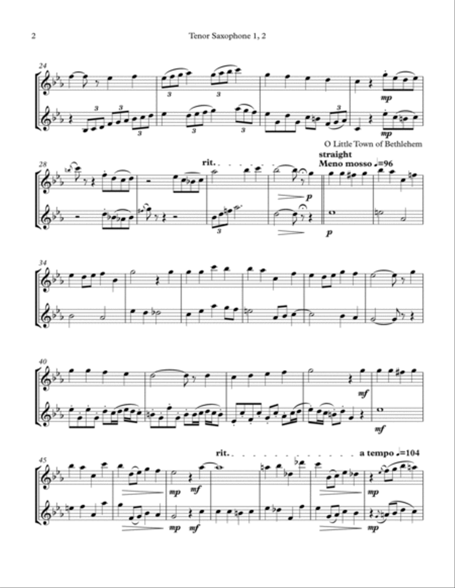 Christmas Serenade for 2 Tenor Saxophones Woodwind Duet scores gallery preview page 2