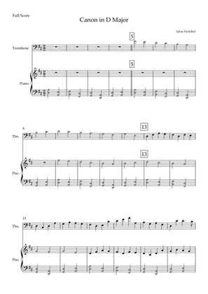 Canon in D Major (Johann Pachelbel) for Trombone Solo and Piano Accompaniment