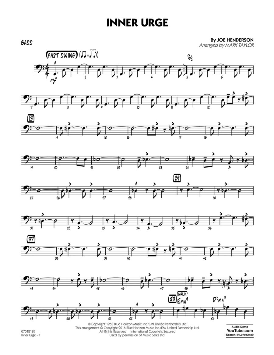 Inner Urge - Bass Part scores gallery preview page 1