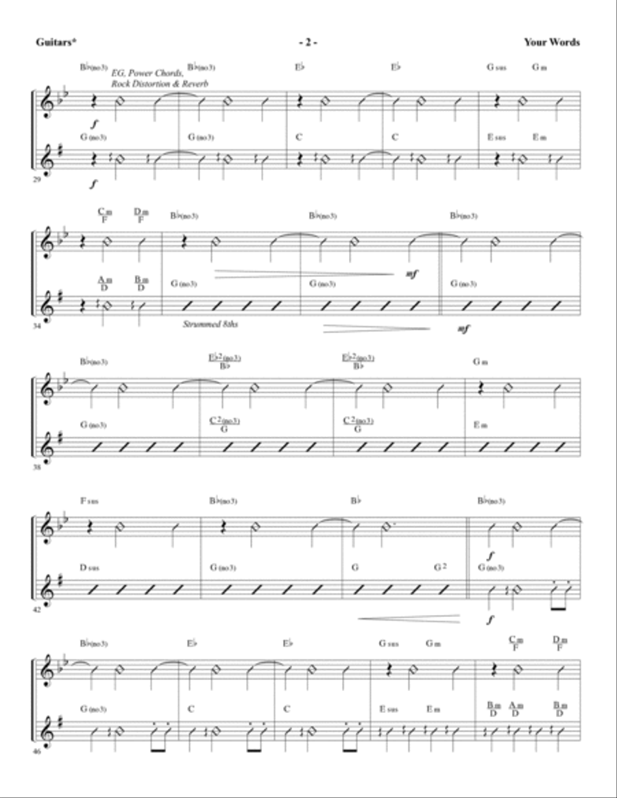 Your Words - Guitars 1 & 2 Choir scores gallery preview page 2