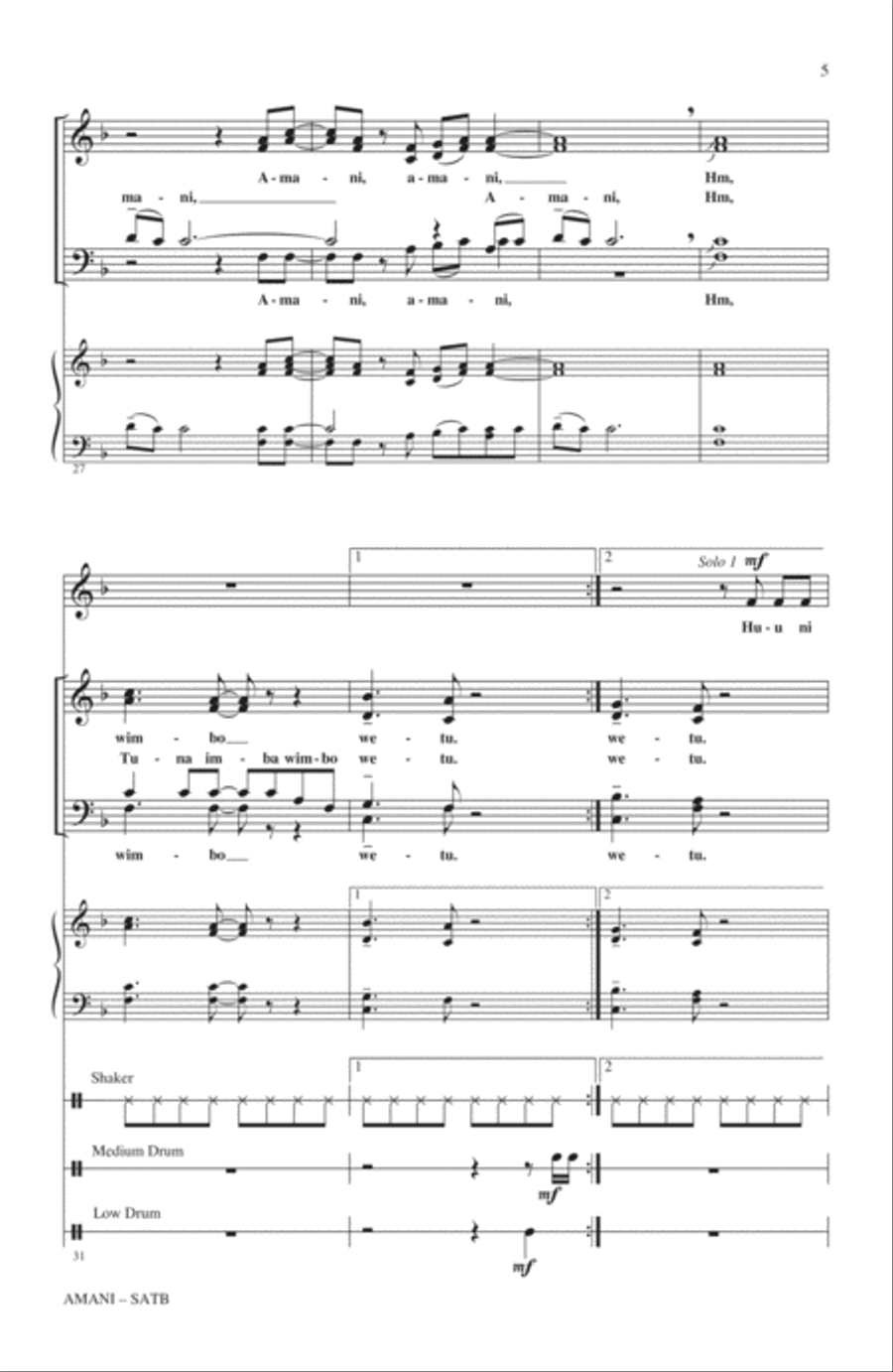 Amani (Peace) 4-Part scores gallery preview page 4