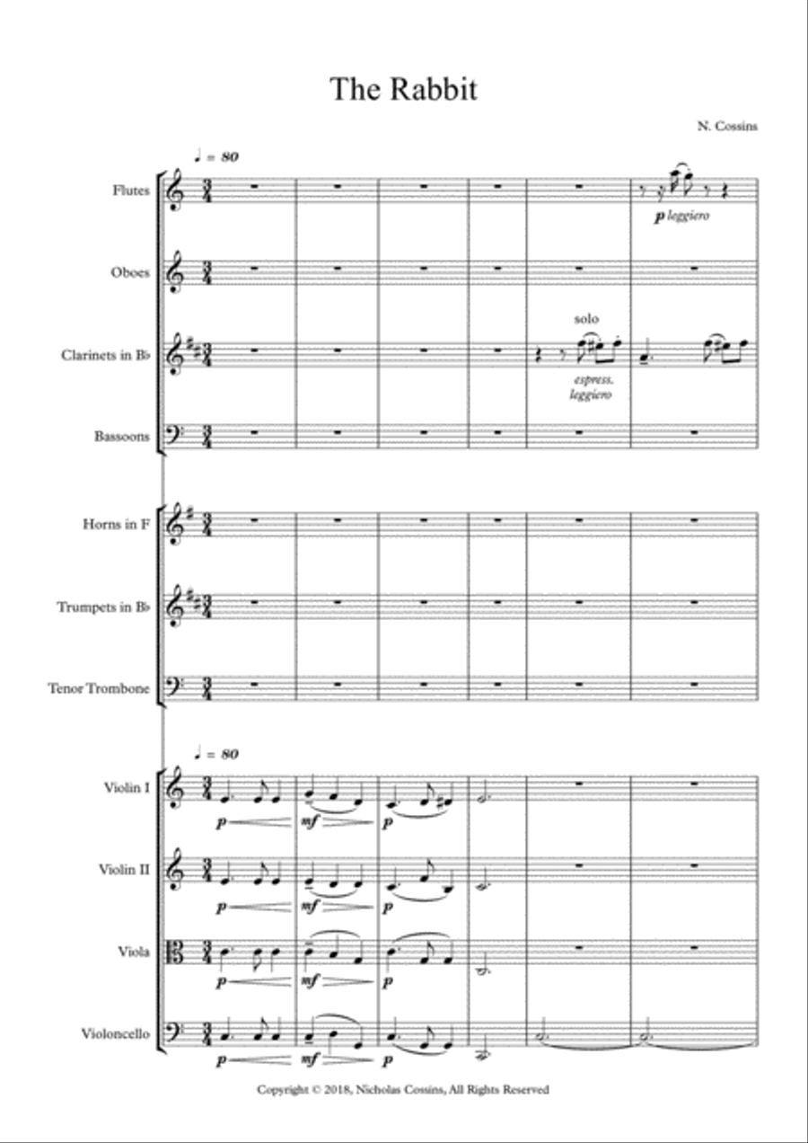 The Rabbit - N. Cossins (Original Orchestral Composition) Chamber Orchestra scores gallery preview page 2