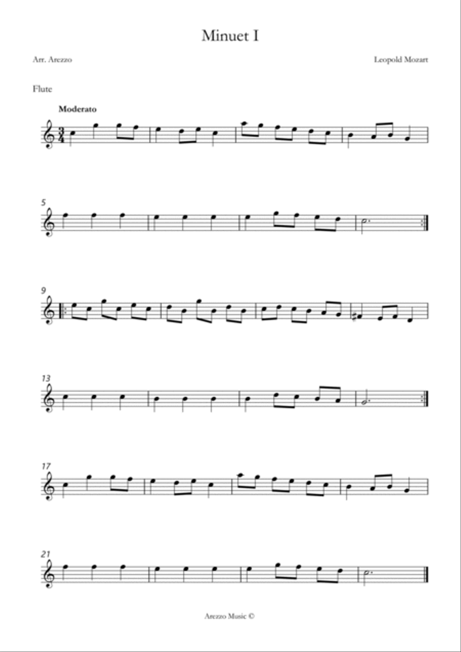 leopold mozart notebook for wolfgang minuet I Flute and Cello sheet music Chamber Music scores gallery preview page 2