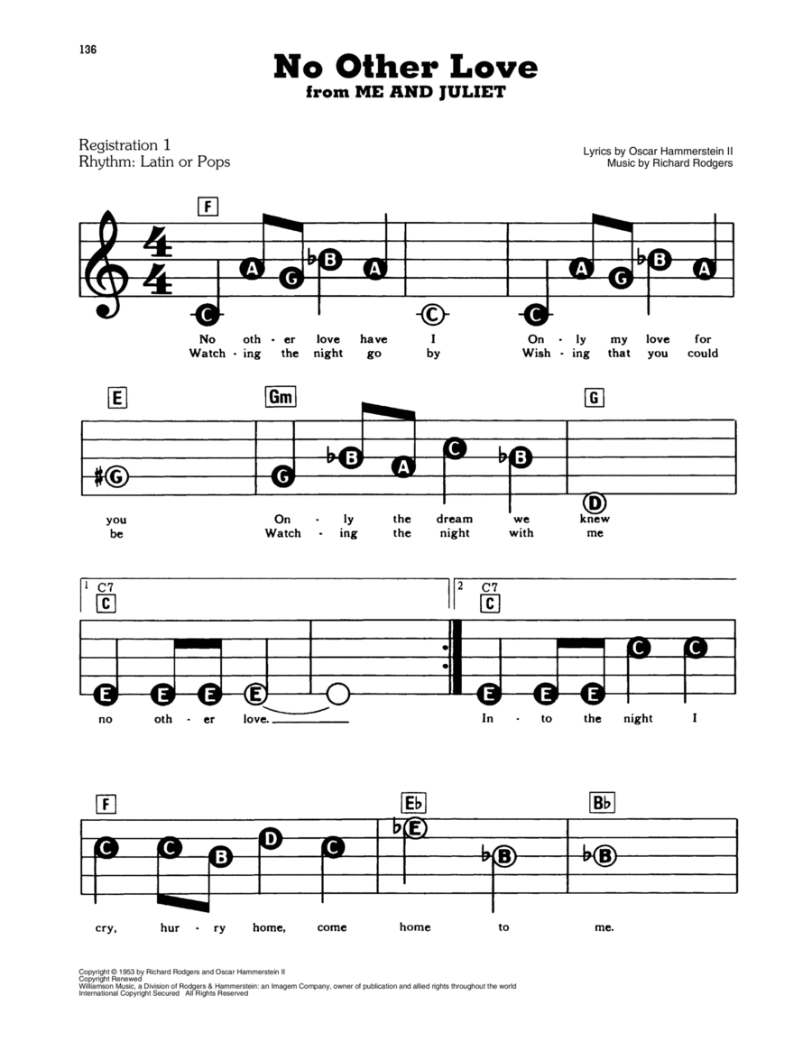 No Other Love (from Me And Juliet) Electronic Keyboard scores gallery preview page 1