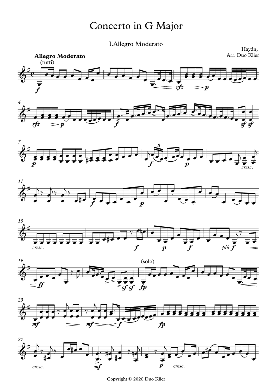Haydn - Violin Concerto in G Major (2nd violin accompaniment) Violin Solo scores gallery preview page 2