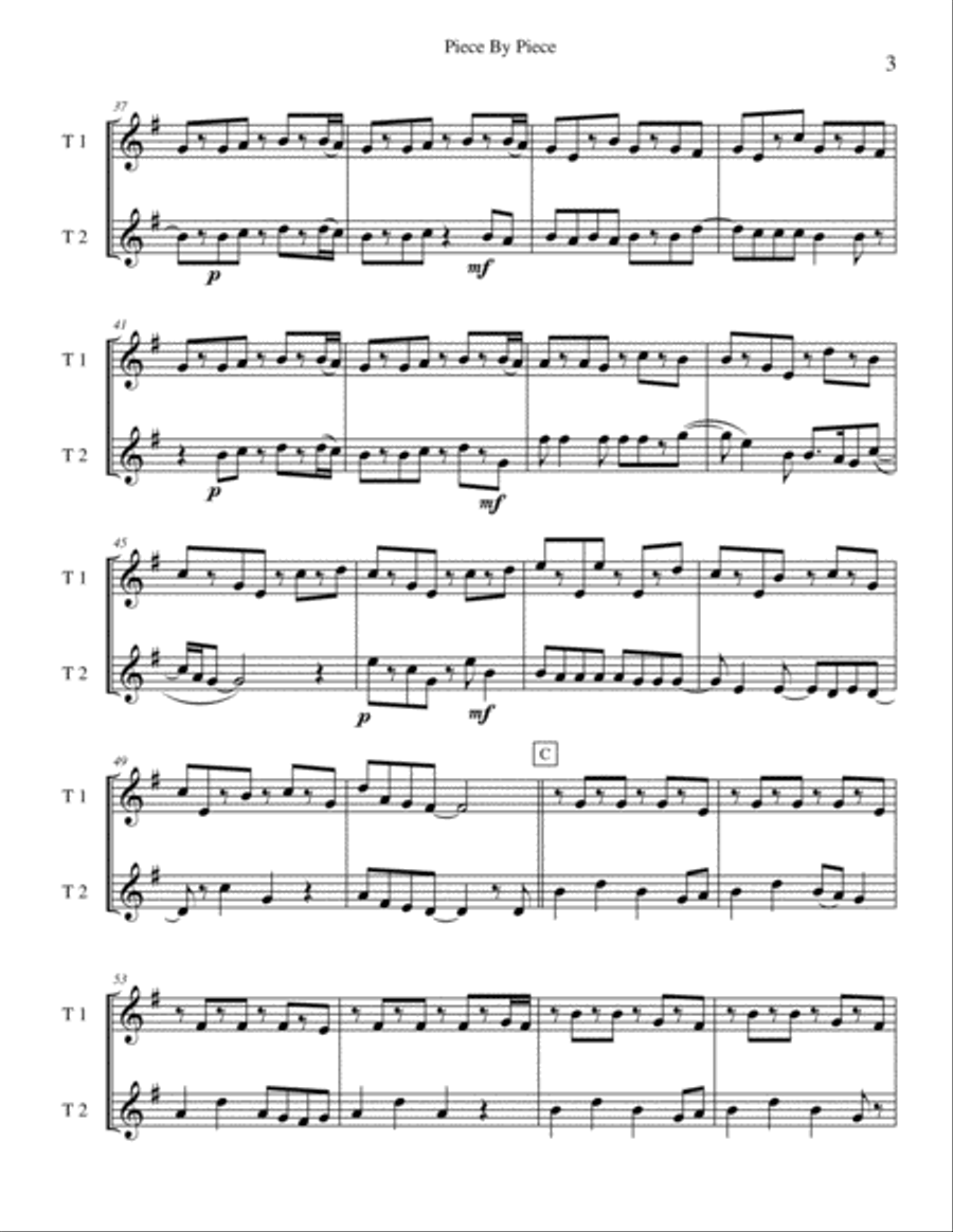 Piece By Piece Piece By Piece Trumpet Duet scores gallery preview page 3
