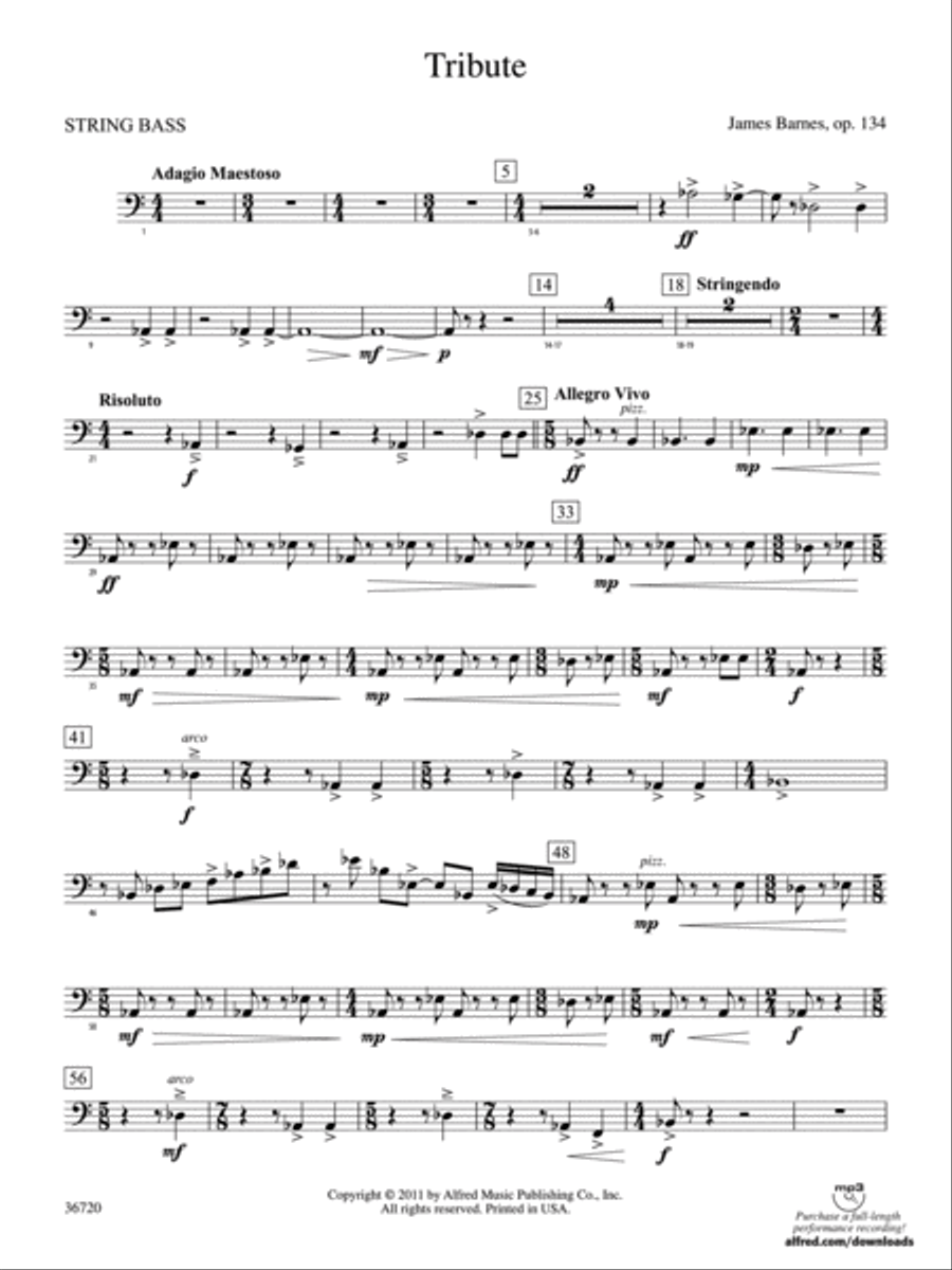 Tribute: String Bass Concert Band scores gallery preview page 1
