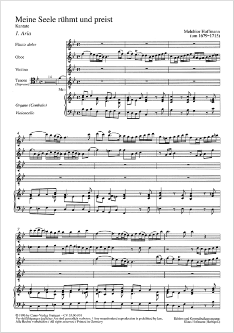 Meine Seele ruhmt und preist Recorder scores gallery preview page 2