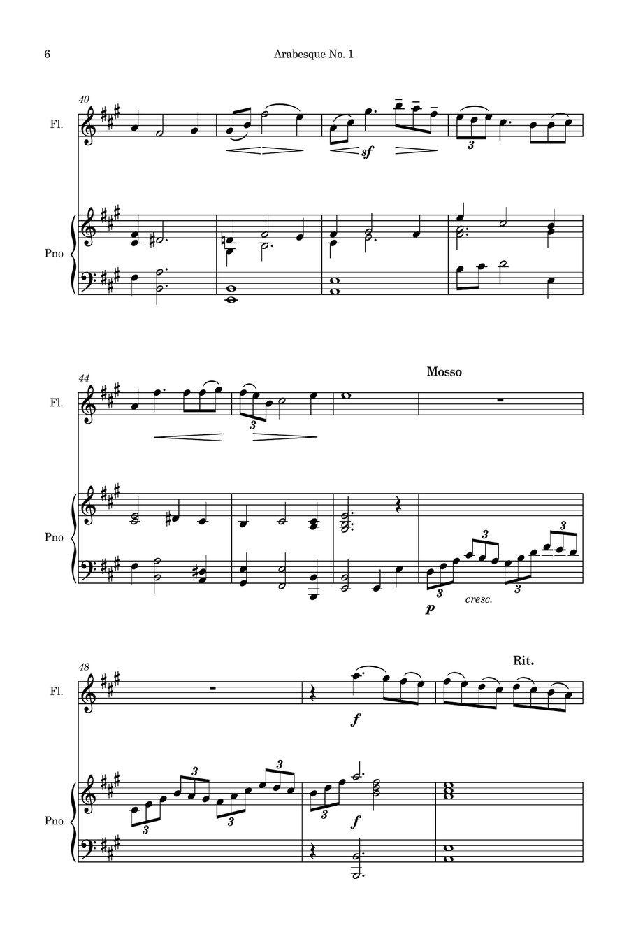 Arabesque No.1 (Simplified for Flute and Piano) Flute scores gallery preview page 6