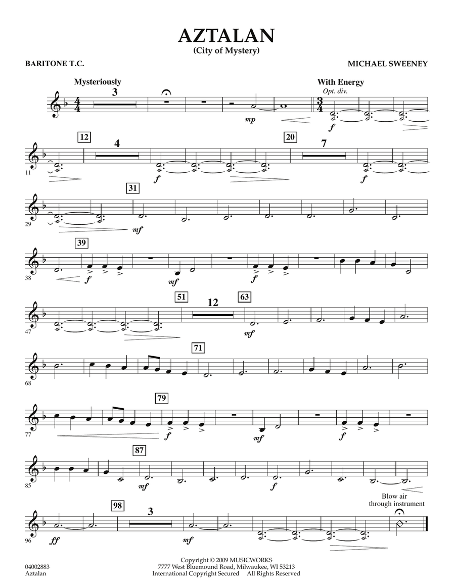 Aztalan (City of Mystery) - Baritone T.C. Concert Band scores gallery preview page 1