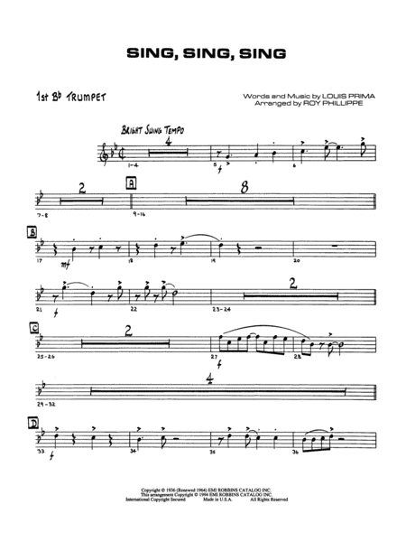 Sing, Sing, Sing: 1st B-flat Trumpet