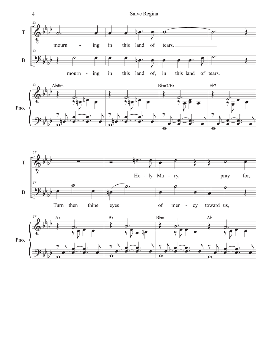 Salve Regina in A-flat (Duet for Tenor and Bass solo) Tenor Voice scores gallery preview page 4