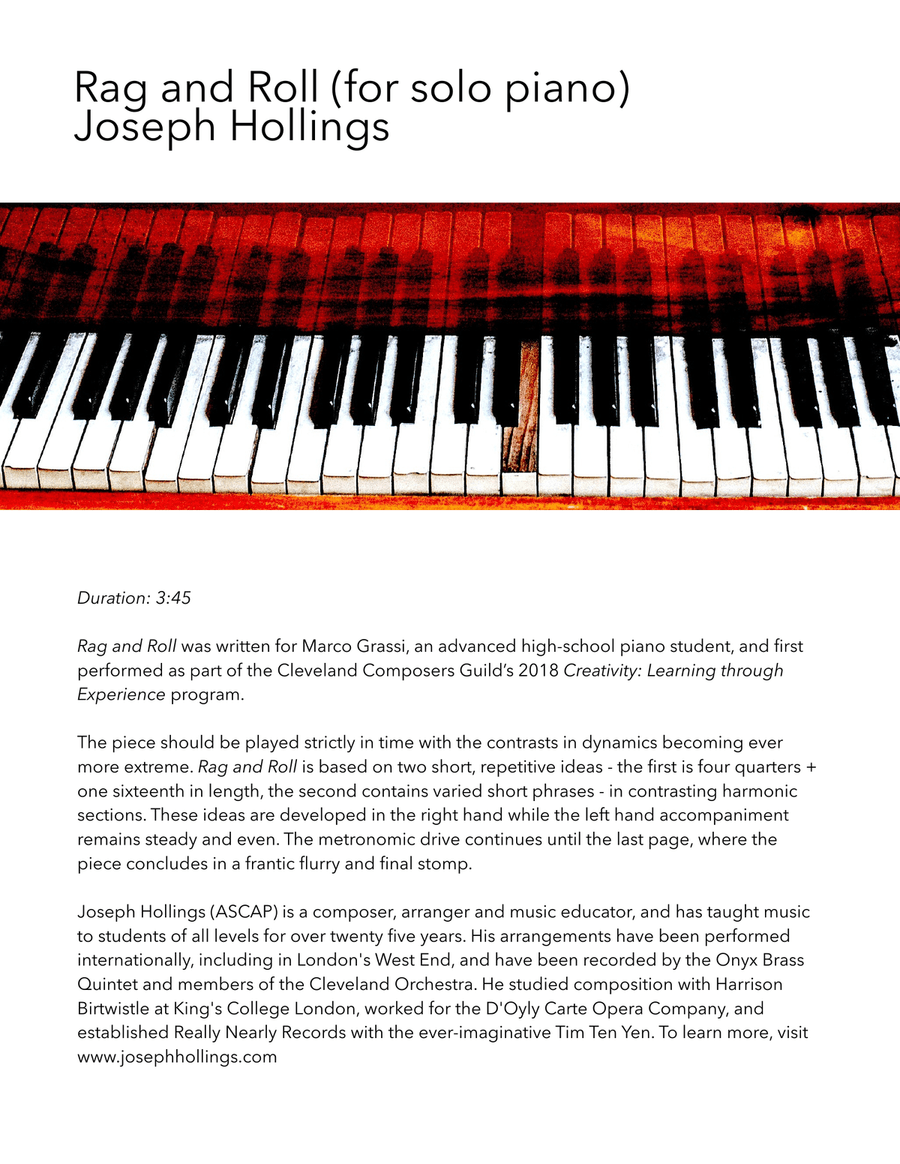 Rag and Roll (for solo piano) Piano Solo scores gallery preview page 1