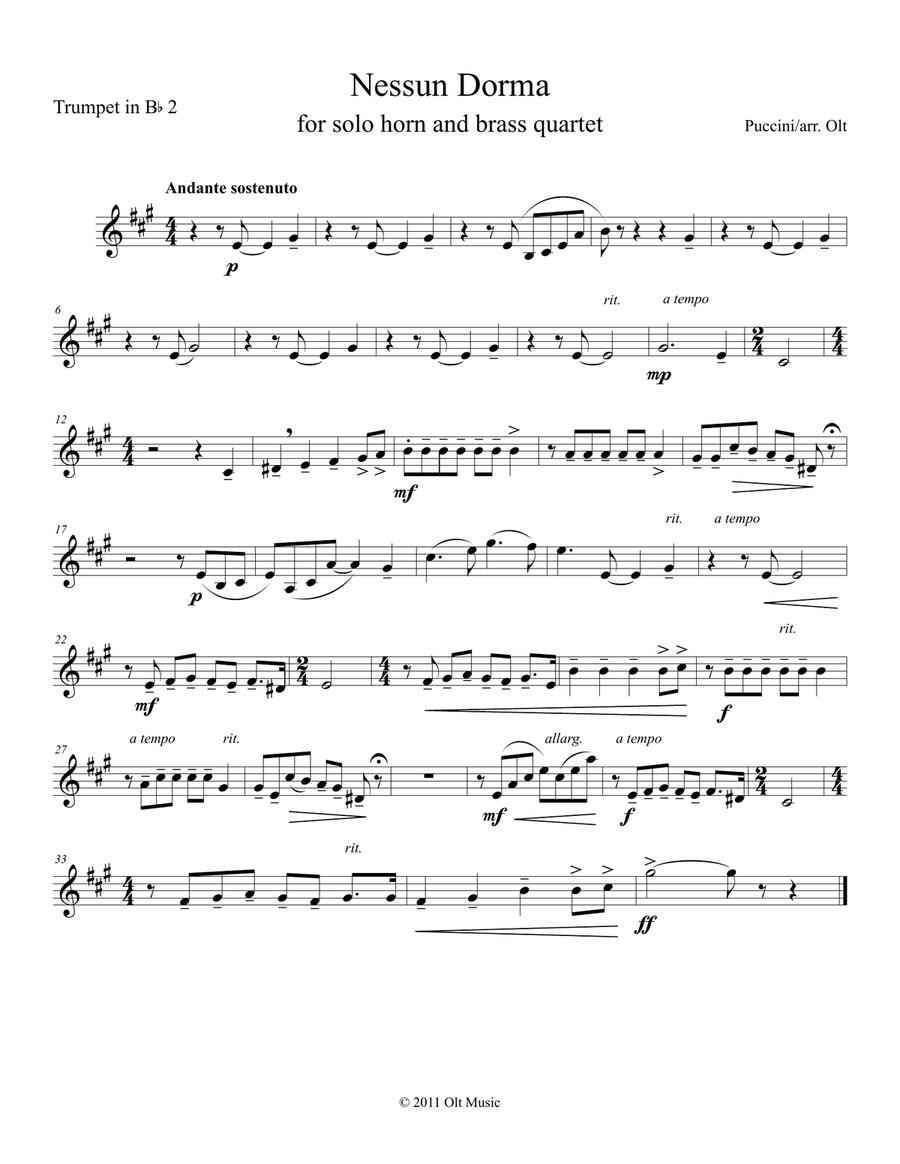 Nessun Dorma Nessun Dorma Brass Quintet scores gallery preview page 2