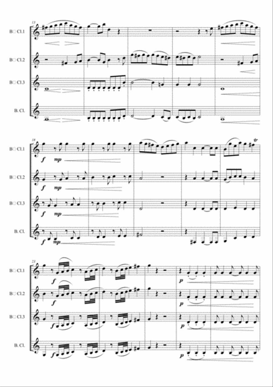 Divertimento Mtv. 1 in Bb for Clarinet Quartet Clarinet Quartet scores gallery preview page 2