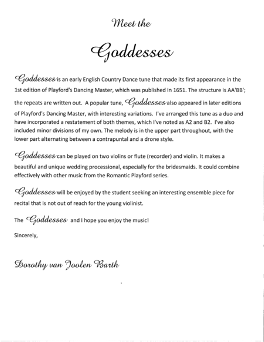 Romantic Playford: Goddesses String Duet scores gallery preview page 1