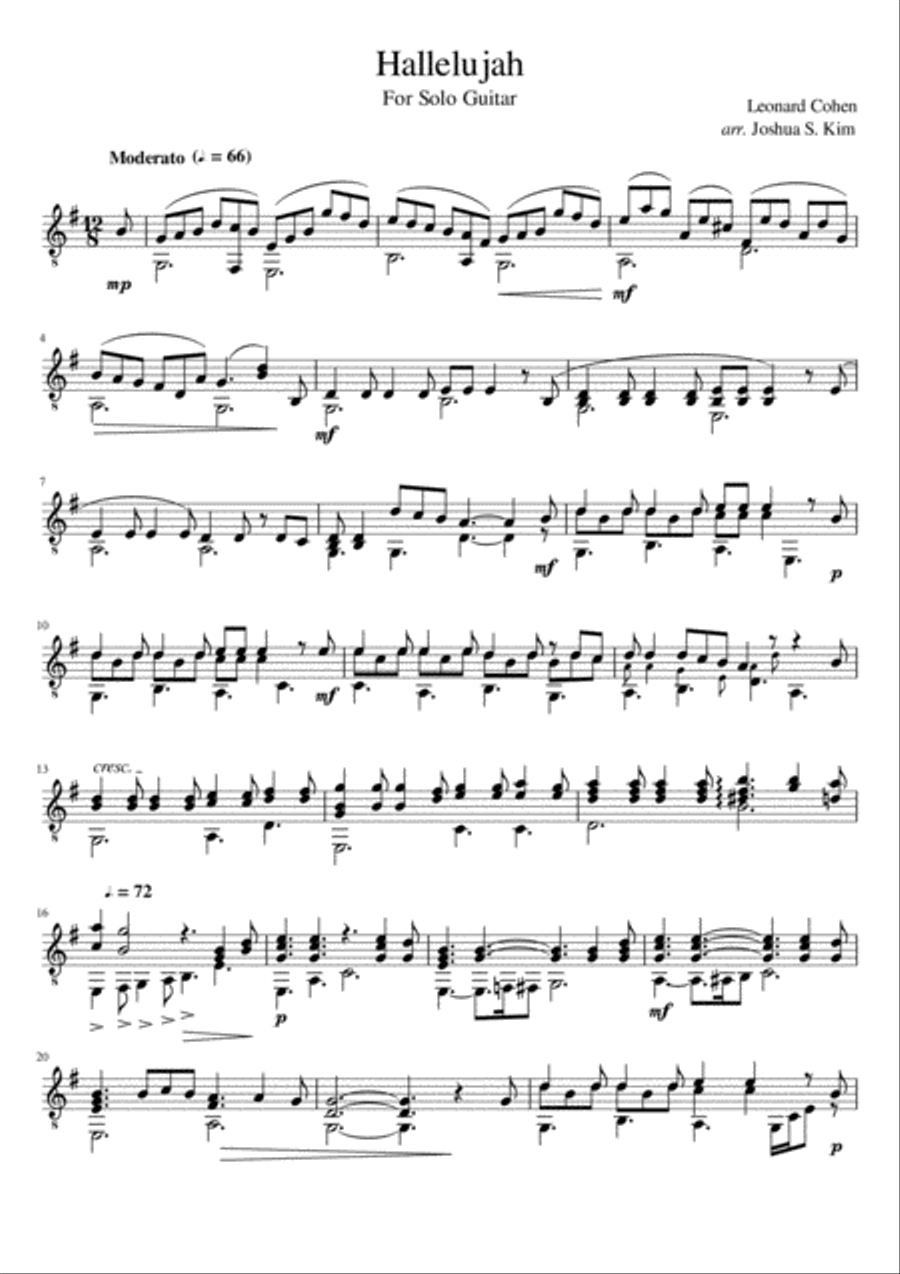 Hallelujah Guitar Solo scores gallery preview page 2