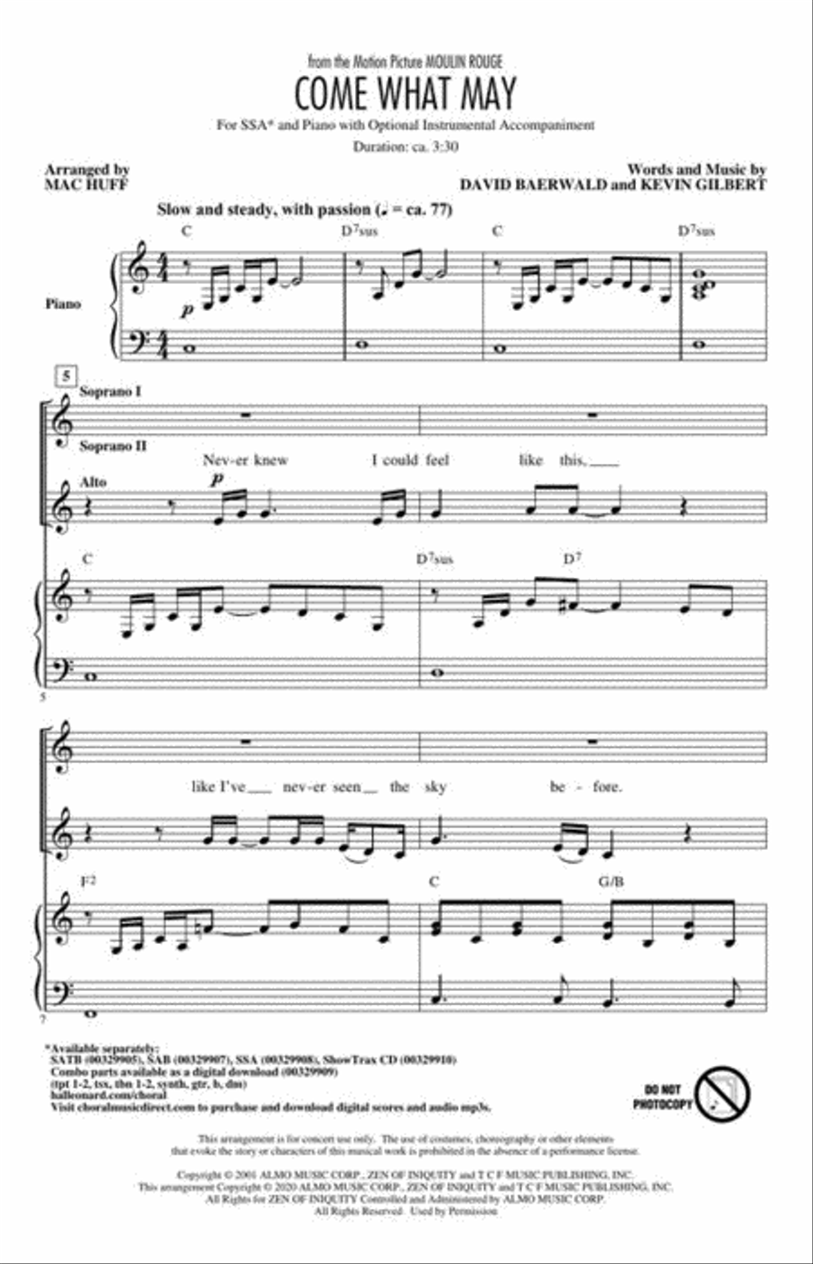 Come What May (from Moulin Rouge) SSA scores gallery preview page 4