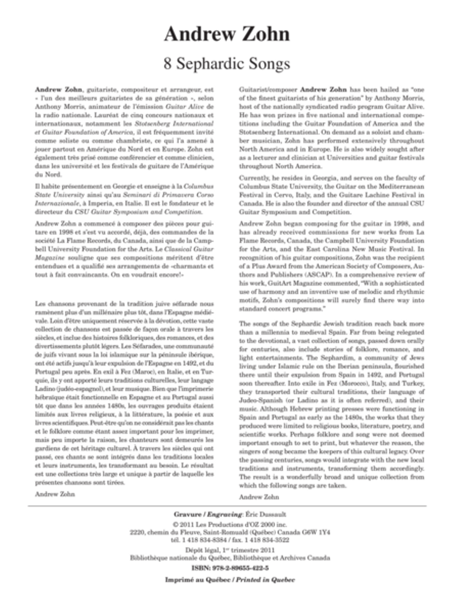 8 Sephardic Songs Classical Guitar scores gallery preview page 1