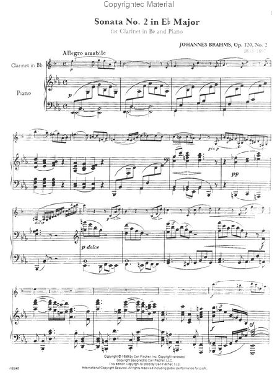 Sonata No. 2 in Eb Major B-Flat Clarinet scores gallery preview page 2