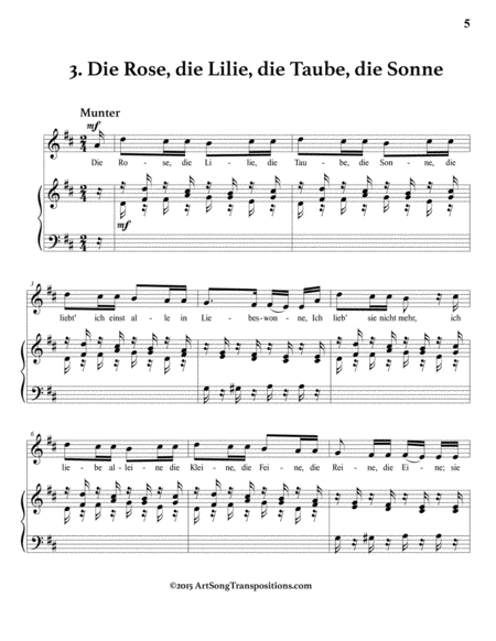 Dichterliebe, Op. 48 (Original key plus transposition down one whole step)
